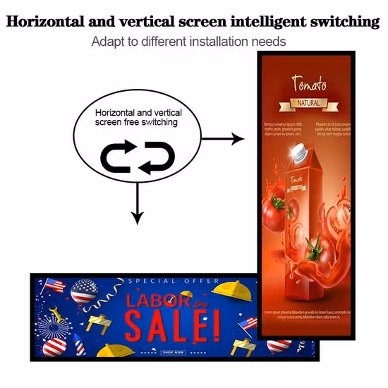 Ultra Wide Stretched Bar LCD Display Monitors Commercial Indoor Shelf Advertising Screen Shenzhen