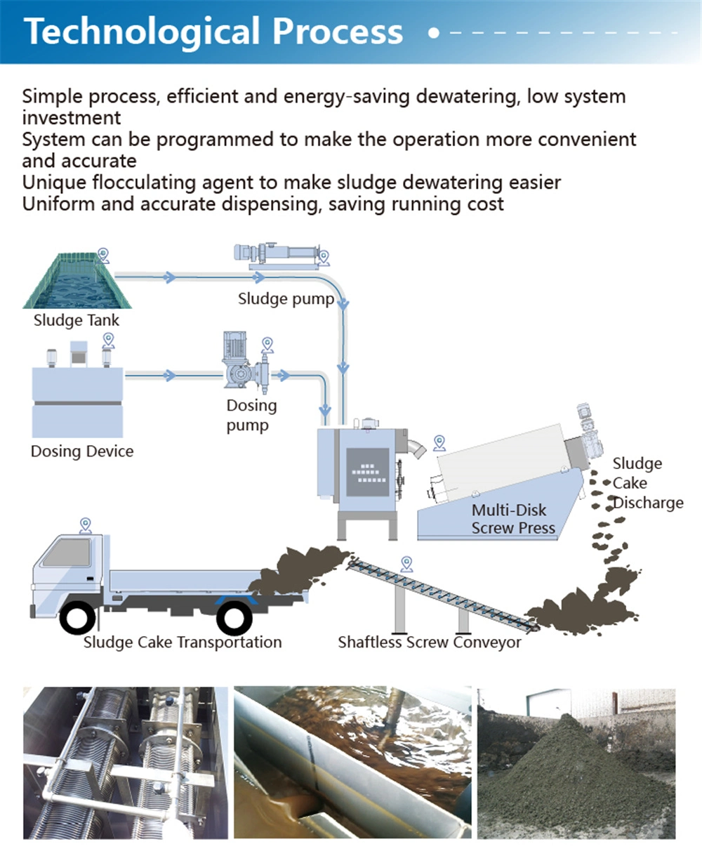 Screw Press Sludge Dewatering System Mobile Dewatering Unit for Municipal Wastewater Treatment Plant